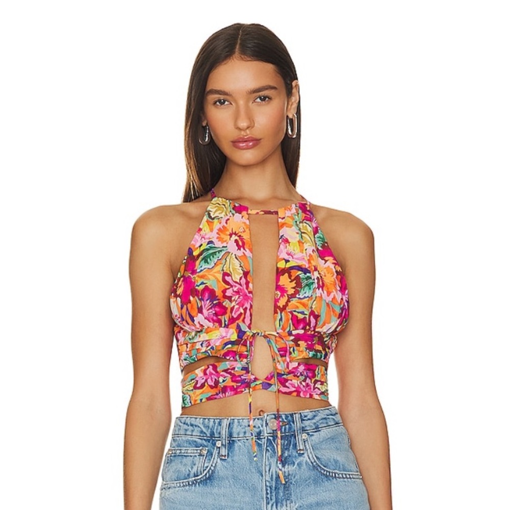 Lovers + Friends Fabi Top in Orange Multi